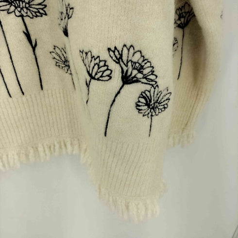 ザラ ZARA EMBROIDERED KNIT SWEATER 刺繍モチーフ ニットセーター レディース import:M